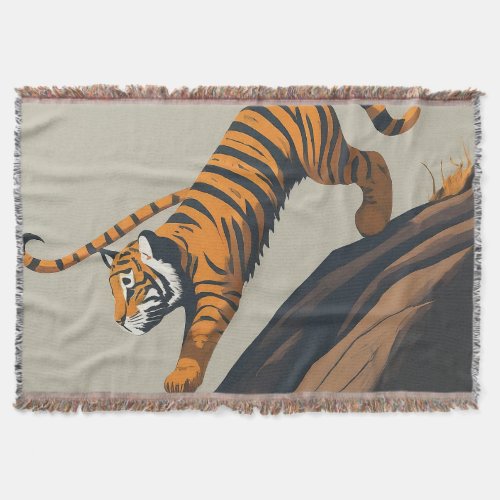 Tiger Dive Throw Blanket