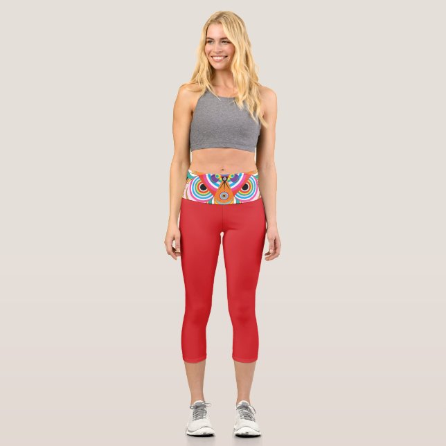 Tiger Dragon Mandala Capri Leggings (Front)