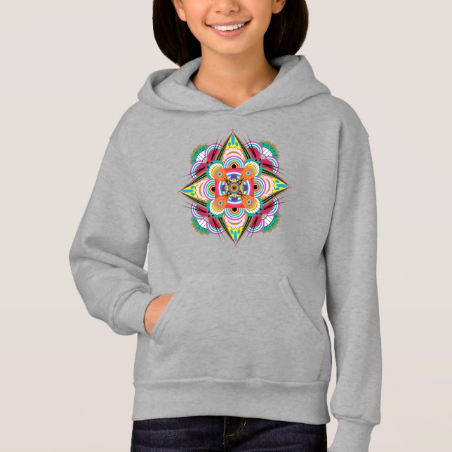 Tiger Dragon Mandala Kids Pullover Hoodie (Front)