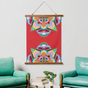 Tiger Dragon Mandala Wood Topped Tapestry