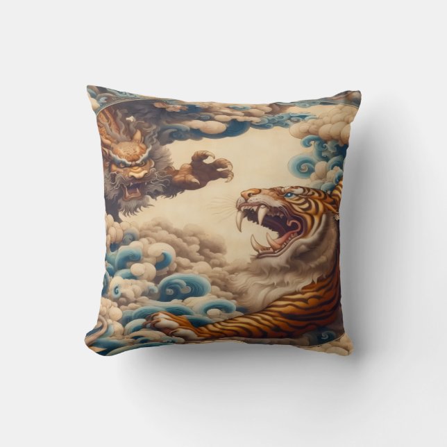 Tiger Dragon  Throw Pillow (Front)