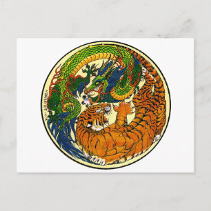 Tiger & Dragon Yin Yang Postcard