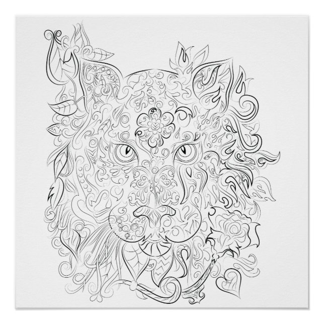 Tiger drawing adult coloring poster (Front)