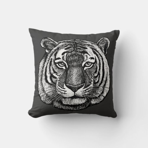 Tiger Drawing Throw Pillow