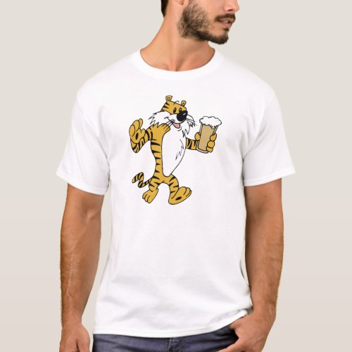 Tiger Drinking Beer Black  Gold T_Shirt