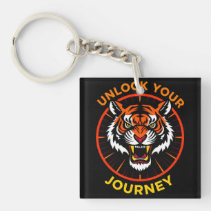 Tiger Emblem with Motivational Text Keychain