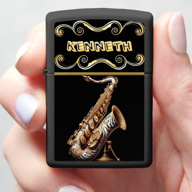 Tiger-Engraved Saxophone Lighter Design (In Hand)