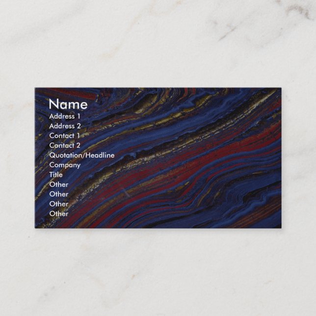 Tiger eye, hematite and jasper business card (Front)