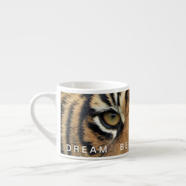 Tiger Eye Motivational Quote Dream Believe Achieve Espresso Cup (Left)