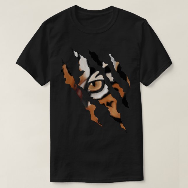 Tiger Eye Scratch Claw Design T-Shirt (Design Front)