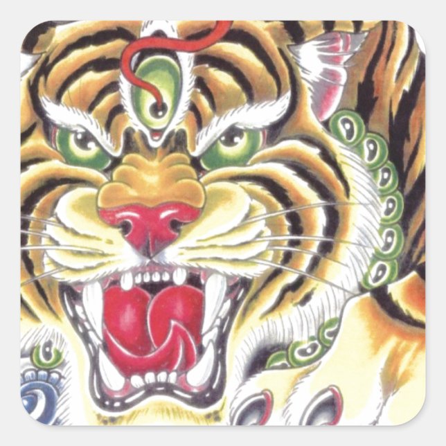 Tiger Eye Square Sticker (Front)