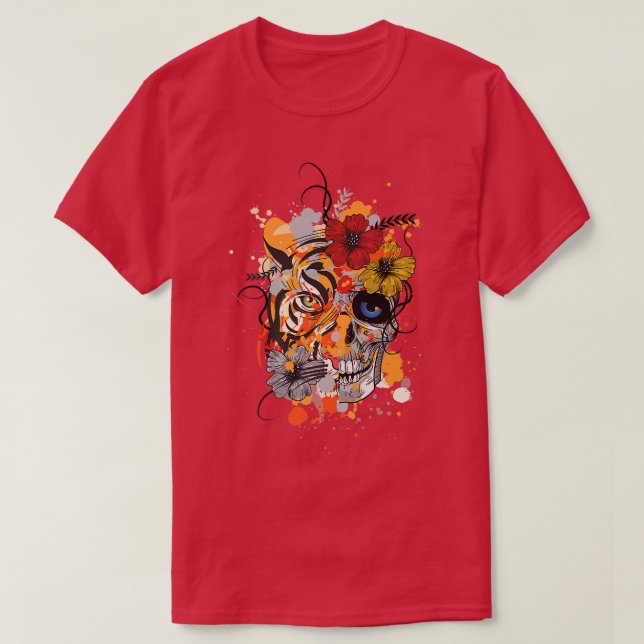 Tiger eyed skeleton abstract design  T-Shirt (Design Front)