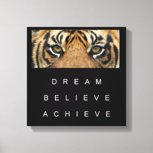 tiger eyes achievement motivational quote canvas print