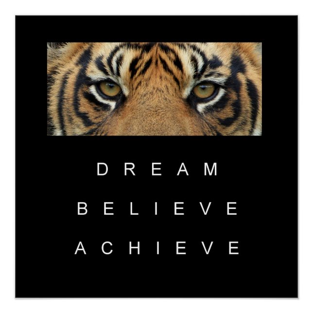 tiger eyes achievement motivational quote poster (Front)