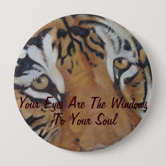 tiger eyes big cat wildlife animal art button (Front)