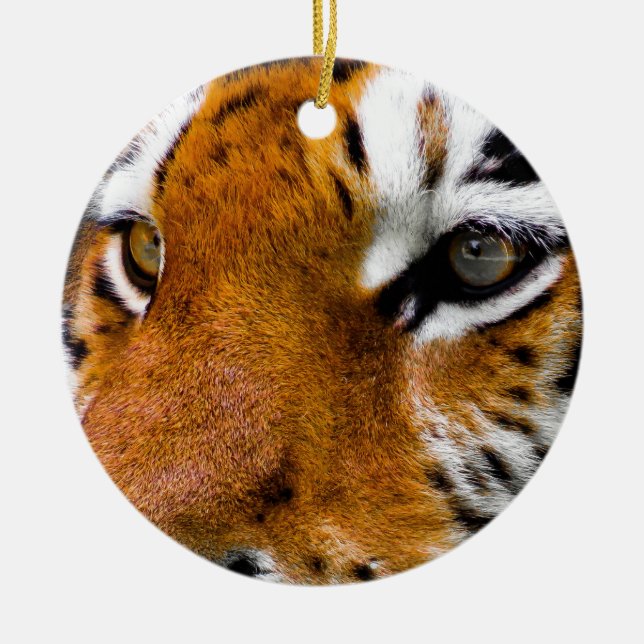 Tiger Eyes Ceramic Ornament (Front)