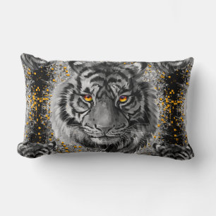 Tiger Eyes - Colorful Tiger Drawing - Tiger Pillow