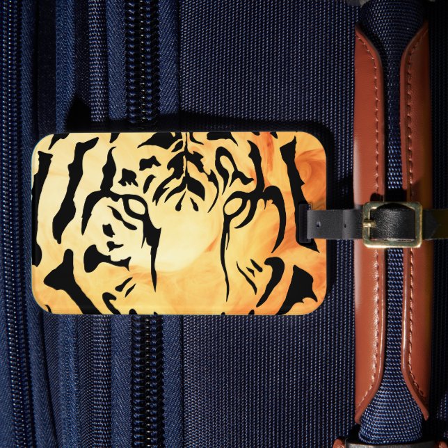 Tiger eyes in black silhouette luggage tag (Front Insitu 4)