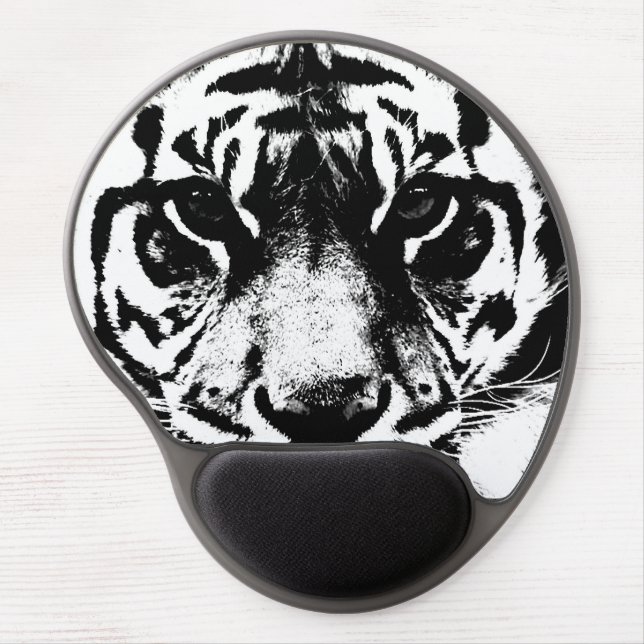 Tiger Eyes Look Black White Pop Art Gel Mouse Pad (Front)