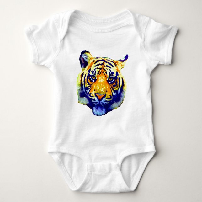 Tiger Eyes Pop Art Baby Bodysuit (Front)