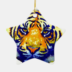 Tiger Eyes Pop Art Ceramic Ornament