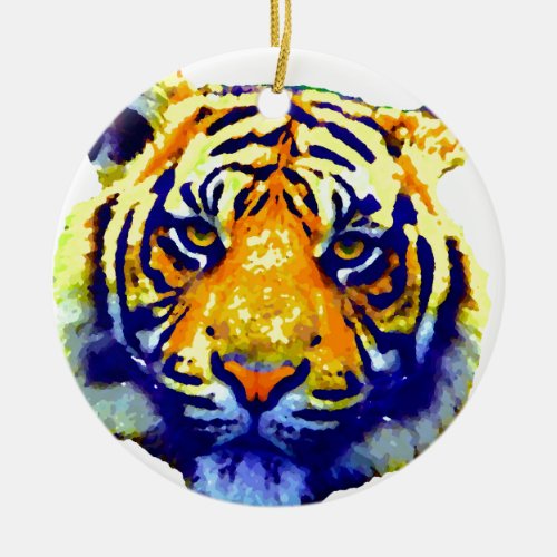 Tiger Eyes Pop Art Ceramic Ornament