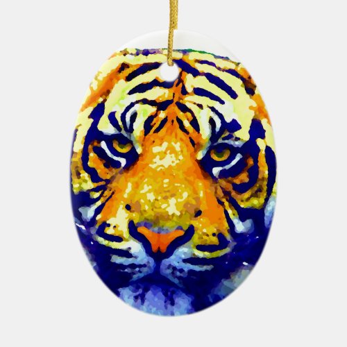 Tiger Eyes Pop Art Ceramic Ornament