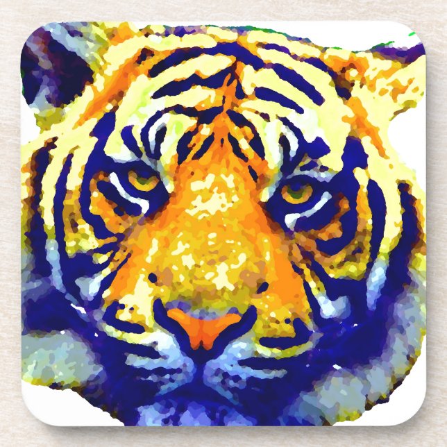 Tiger Eyes Pop Art Drink Coaster (Front)