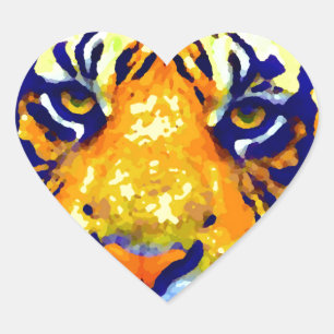 Tiger Eyes Pop Art Heart Sticker