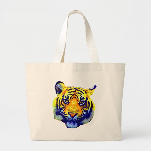 Tiger Eyes Pop Art Large Tote Bag