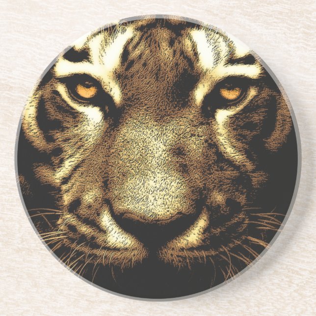 Tiger Eyes Sandstone Drink Coaster (Front)
