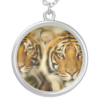 Tiger Eyes Silver Plated Necklace