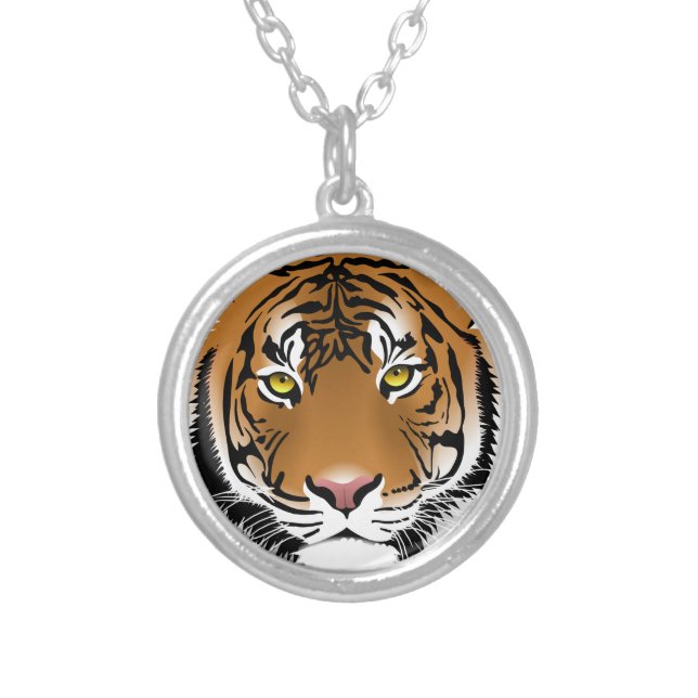Tiger Eyes Silver Plated Necklace (Front)