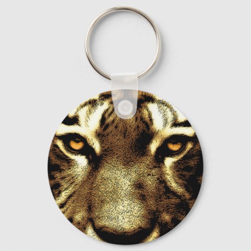Tiger Eyes Wild Animals Basic Button Keychain