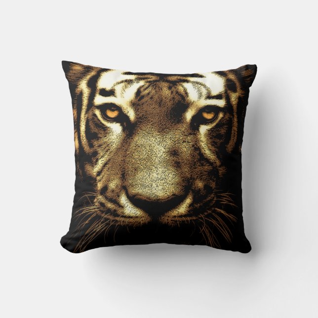 Tiger Eyes Wild Animals Polyester Throw Pillow (Front)