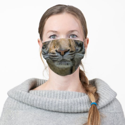 Tiger Face Adult Cloth Face Mask (Worn)