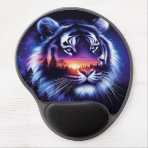 Tiger Face and Scenic Sunset Landscape Gel Mouse Pad