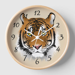 Tiger Face background round clock