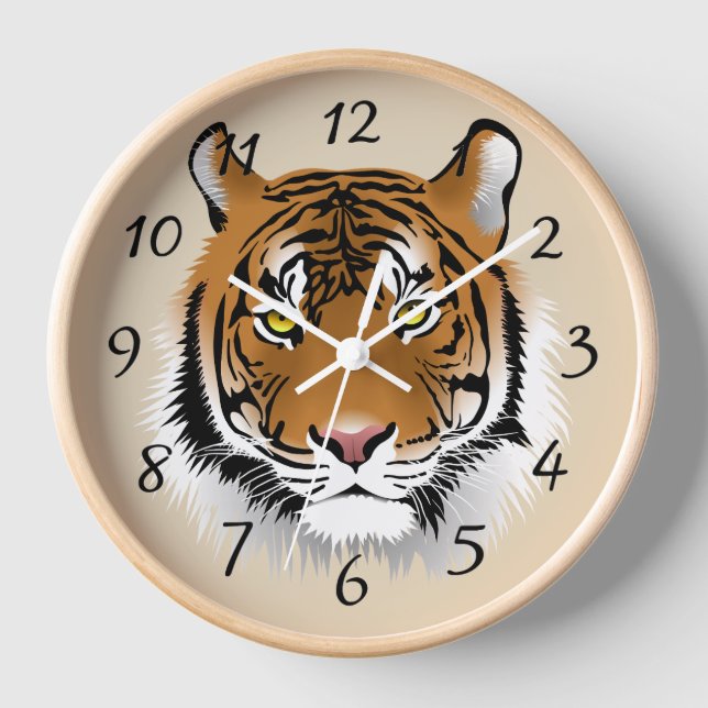 Tiger Face background round clock (Front)