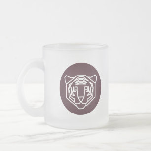 Tiger Face Badge Frosted Glass Coffee Mug