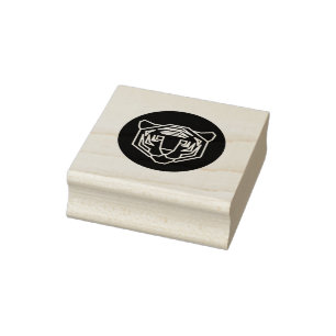 Tiger Face Badge Rubber Stamp