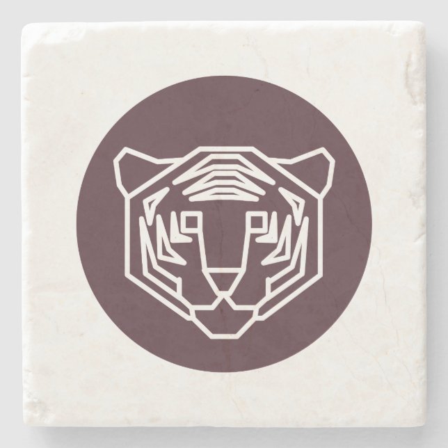Tiger Face Badge Stone Coaster (Front)