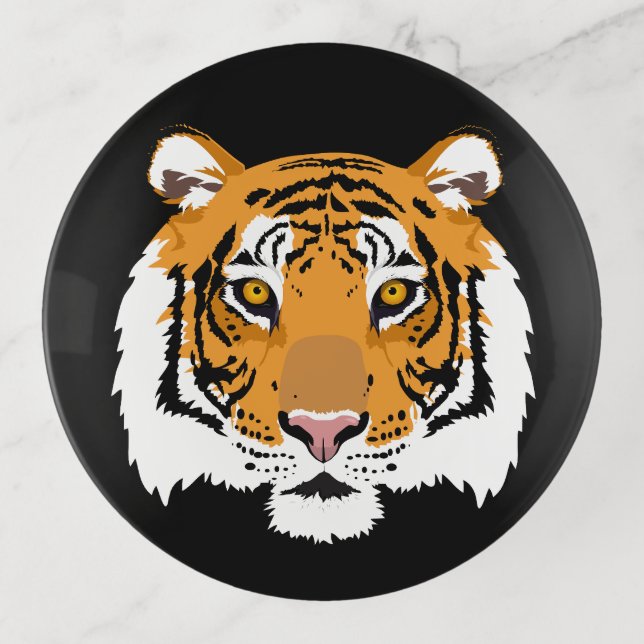Tiger Face Big Cat Print Trinket Tray (Front)