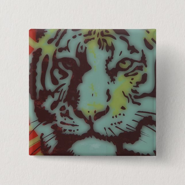 TIGER FACE BOLD IMAGE PINBACK BUTTON (Front)