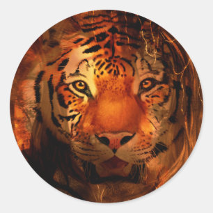 Tiger face classic round sticker