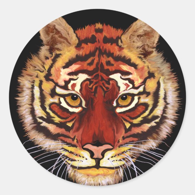 Tiger Face Classic Round Sticker (Front)