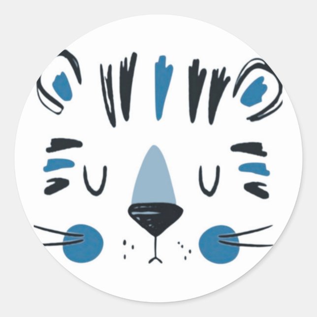 Tiger face  classic round sticker (Front)