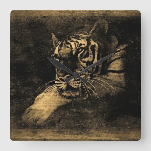 Tiger Face Close_Up 11 Square Wall Clock