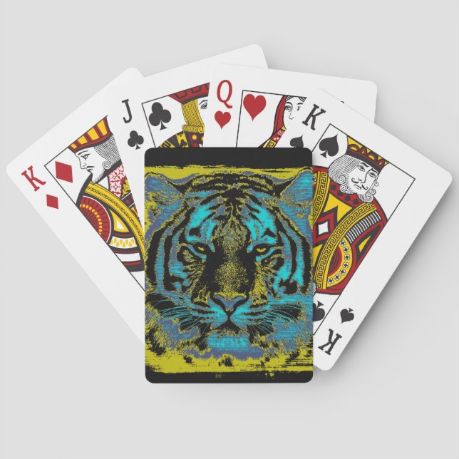 Tiger Face Close-Up 12 Poker Cards (Back)