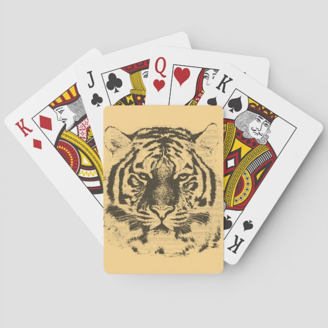 Tiger Face Close-Up 4 Poker Cards (Back)